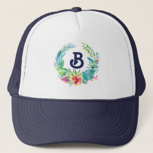 Tropiska blommor Krans Monogram Truckerkeps