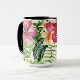 Tropiska Blommor Löv Floral Chic Tropikerna Mugg
