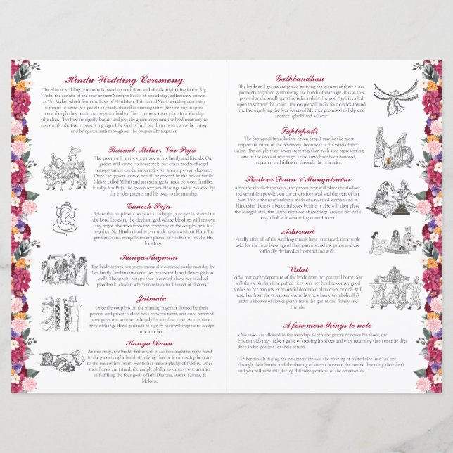 Tropiska blommor & Löv Hindu Bröllop Ceremony (Baksida)