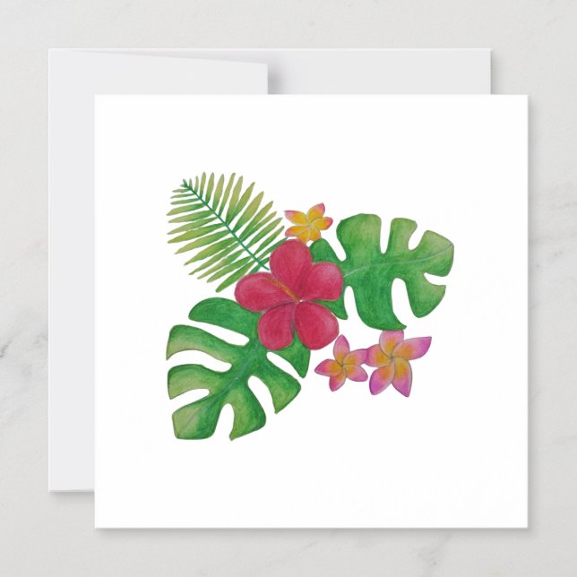 Tropiska blommor magnetisk inbjudningskort (Framsida)