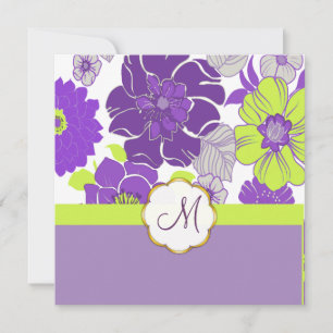 Tropiska blommor + Monogram, inbjudningar