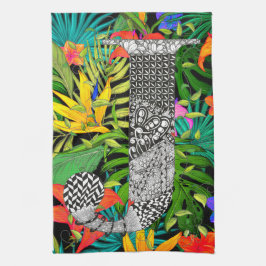 Tropiska blommor Monogram J Kitchen Towel Kökshandduk