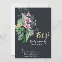 Tropiska blommor Mörk RSVP