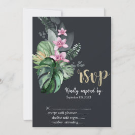 Tropiska blommor Mörk RSVP Inbjudningar