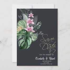Tropiska blommor Mörkt Spara datumet
