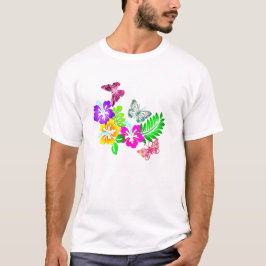 Tropiska blommor och bläckfisk t shirt