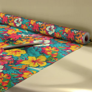 Tropiska blommor och blad mönster presentpapper
