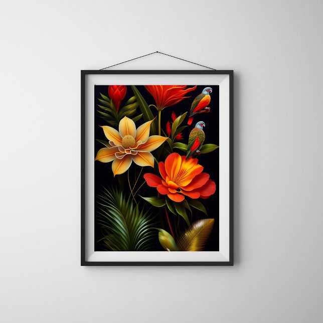 Tropiska blommor och fåglar | Modern Haeckel-Poste Poster (Skapare uppladdad)