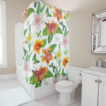 Tropiska blommor och fjärilar mönster