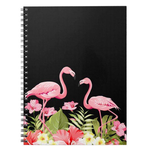 Tropiska blommor och flamingodesign anteckningsbok (Framsidan)