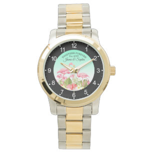 Tropiska blommor och flamingodesign armbandsur