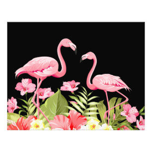 Tropiska blommor och flamingodesign fototryck