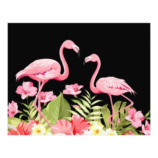 Tropiska blommor och flamingodesign fototryck (Framsidan)