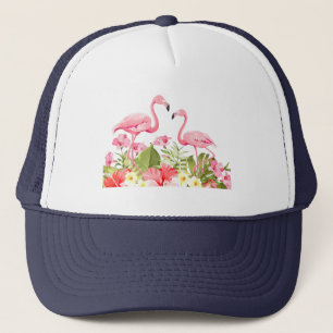 Tropiska blommor och flamingodesign keps