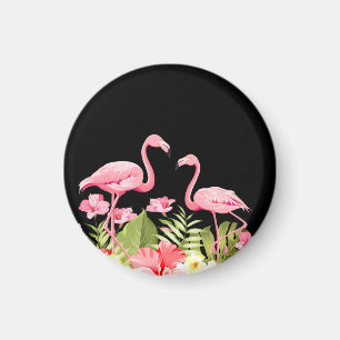 Tropiska blommor och flamingodesign magnet