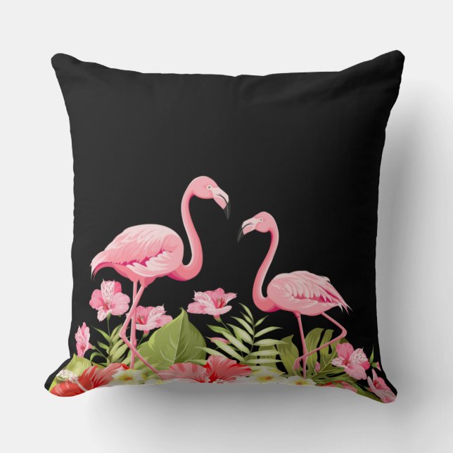 Tropiska blommor och flamingos-32146 kudde (Framsida)