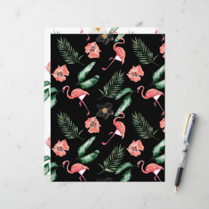 Tropiska blommor och flamingos Scrapbookpapper