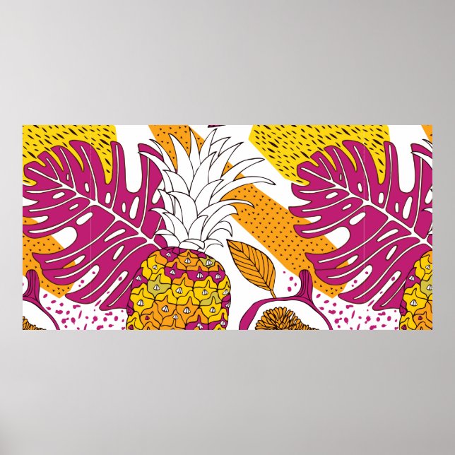 Tropiska blommor och frukter,klartext exotisk poster (Framsidan)