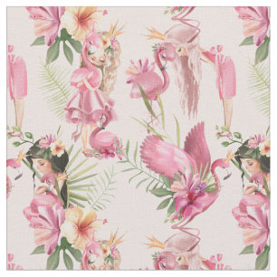 Tropiska blommor och Girls Fabric Tyg