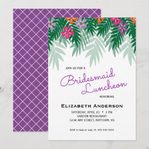 Tropiska blommor och Handflatan Gren Bridesmaid Lu Inbjudningar