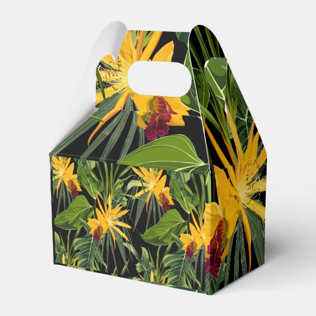 Tropiska blommor och handflatan lämnar i sommartry presentaskar (Framsidan Sidan)