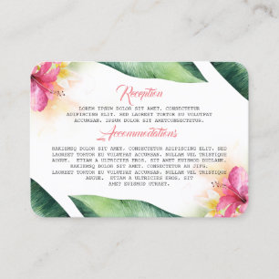 Tropiska blommor och Handflatan Löv Beach Wedding Visitkort