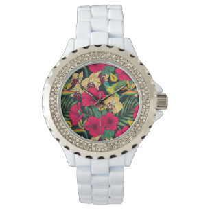 Tropiska blommor och kolibri - Sommarbotanica Armbandsur
