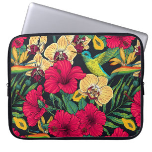 Tropiska blommor och kolibri - Sommarbotanica Laptop Fodral