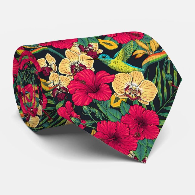 Tropiska blommor och kolibri - Sommarbotanica Slips (Rullad)