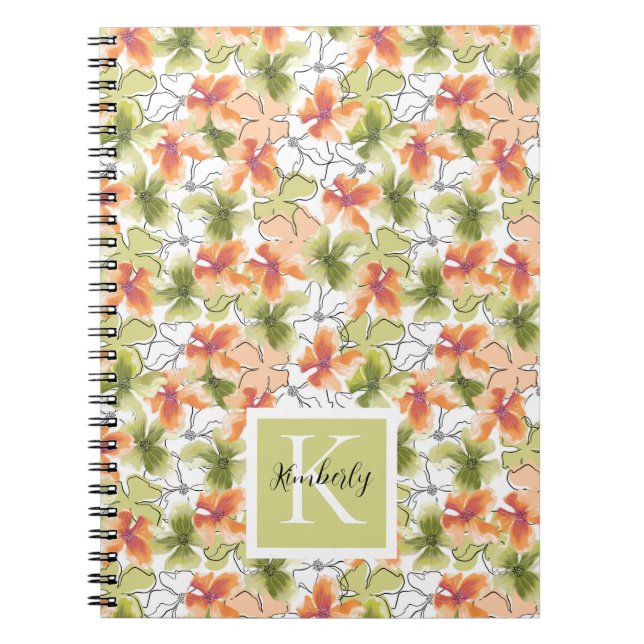 Tropiska blommor och konsthantverk anteckningsbok (Framsidan)