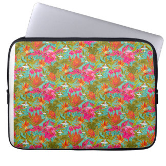 Tropiska blommor och leopardtryck laptopfodral laptop fodral