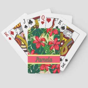 Tropiska blommor och löv casinokort