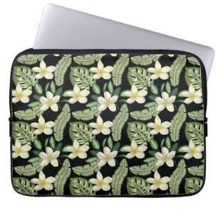 Tropiska blommor och löv i blommigt mönster laptop fodral