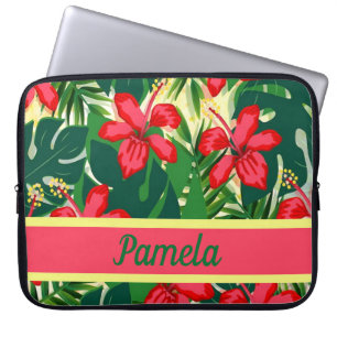 Tropiska blommor och löv laptop fodral