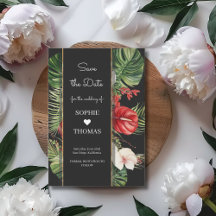 Tropiska blommor och löv mörk bröllop