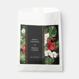 Tropiska blommor och löv mörk vattenfärg bröllop