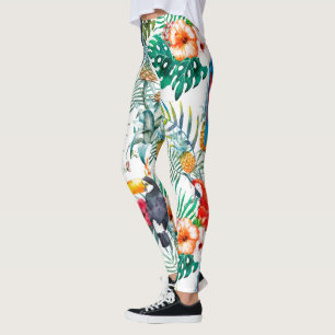 Tropiska blommor och Toucan Leggings