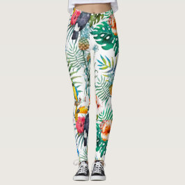 Tropiska blommor och Toucan Leggings