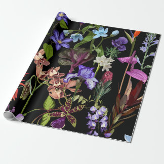 Tropiska blommor och trädgårdsblommor. presentpapper