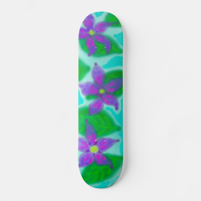 Tropiska blommor old school skateboard bräda 21,6 cm (Framsida)