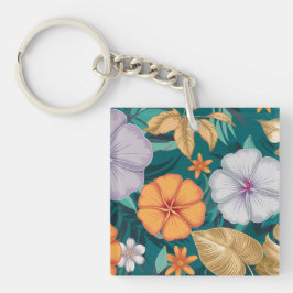 Tropiska blommor, ömtåliga blommor och gyllene Löv