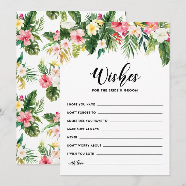 Tropiska blommor Önskemål för Bride and Groom Rådkort (Fram/baksida)