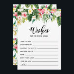 Tropiska blommor Önskemål för Bride and Groom Rådkort<br><div class="desc">Tropical Flowers Önskemål för bride and Groom Flat Card. Tropiskt inspirerade väl önskemål-kort med vattenfärgade illustrationer av hibiscus,  plumeria,  fågel av paradiset,  orkidéer,  handflatan-löv,  banans löv och löv-filodendron. I blommigt är önskemål-kortet för brunn i bröllop perfekt för sommar- och strandbröllop.</div>