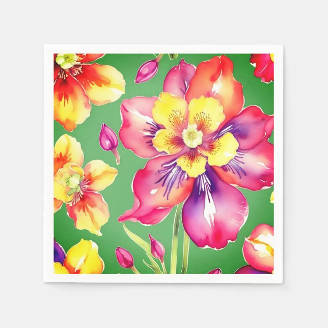 Tropiska blommor Pappra blöjor Pappersservett (Framsidan)