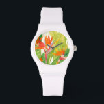 Tropiska blommor | Paradise-fågeln Armbandsur<br><div class="desc">Tropiska vattenfärger Blommor 2 Artist: Tim OToole</div>