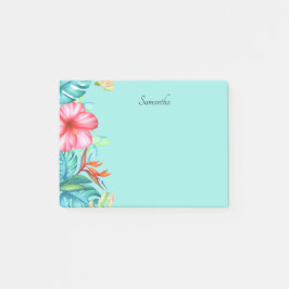 Tropiska blommor Personlig Teal 4x3 Post-it Block