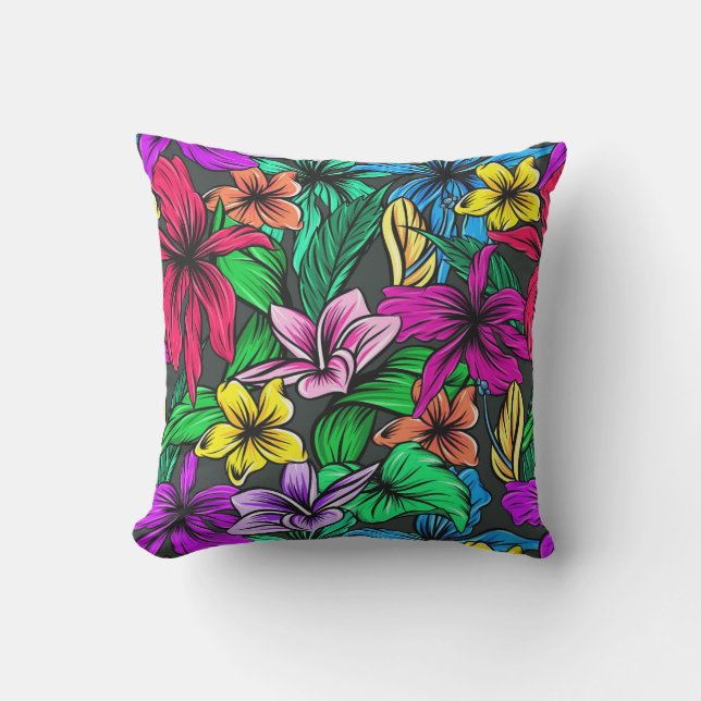 Tropiska blommor Pillow Kudde (Framsida)