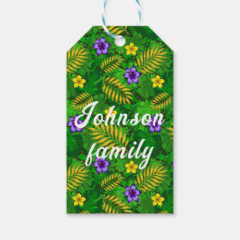 tropiska blommor presentetikett