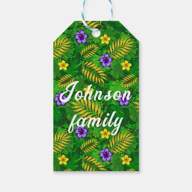 tropiska blommor presentetikett (Framsidan)
