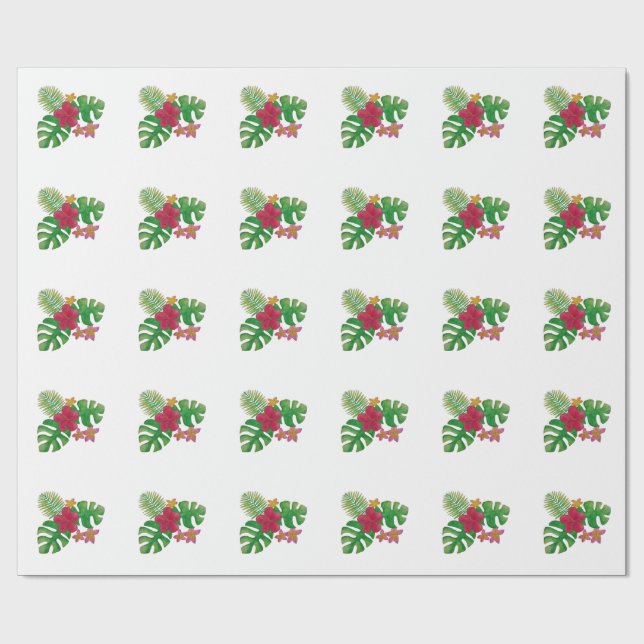 Tropiska blommor presentpapper (Platt)